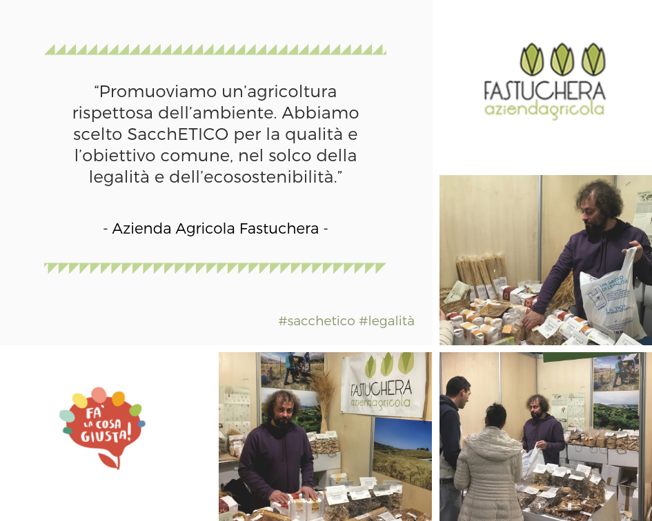 Promuoviamo un’agricoltura rispettosa dell’ambiente. Abbiamo scelto SacchETICO per la qualità e l’obiettivo comune, nel solco della legalità e dell’ecosostenibilità.